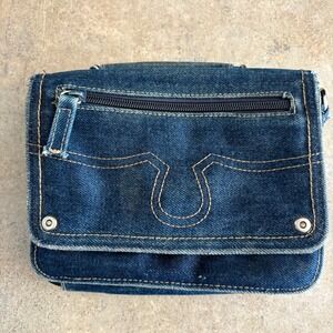 Denim Mini Top Handle Bag Purse Y2K Style Small Dark Wash Blue Women's Fashion